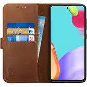 Rosso Deluxe Samsung Galaxy A52 / A52S Hoesje Echt Leer Book Case Bruin