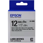 Epson LK-4SBE matte tape zwart op zilver 12mm (origineel)