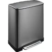 EKO - E-Cube recycling pedaalemmer 28+18 liter - Stainless steel Plastic - black steel - Prullenbak