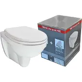 Xellanz Trevi wandcloset verkort Kiwa met Menir toiletzitting softclose en quick release glans wit