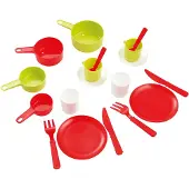 Ecoiffier Pan met eetset - 18 delig - 32 cm