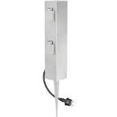 Ledino Viervoudige wandcontactdooszuil Connect S4 met grondspies Grondpin, alu / grijs / zink, Roestvrij staal