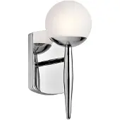 Kichler Wandlamp Jasper, chroom / zilver, Badkamer, metaal, Modern, Wandlamp