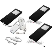 Hera Onderbouwlamp LED Slim Pad F per 3, 3.000K zwart Slim-Pad F, dimbaar, zwart, Keuken, Kunststof, Modern, kastverlichting