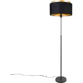 QAZQA Moderne vloerlamp zwart met goud duo kap - Parte