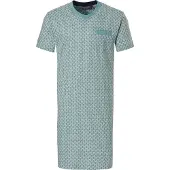 Pastunette For Men - 13211-602-2 - Grafisch groen nachthemd met V-hals en borstzakje - Groen