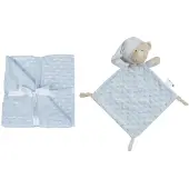 Interbaby deken en knuffeldoek 110 x 80 cm fleece lichtblauw