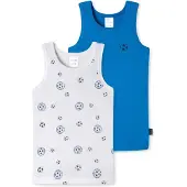 Schiesser Onderhemd royal blue/koningsblauw / wit