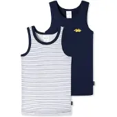 Schiesser Onderhemd donkerblauw / geel / wit