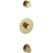 Hotbath Cobber Afbouwdeel Thermostaat met 2 stopkranen Geborsteld Messing CB007