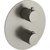 Hotbath Cobber CB009EXT afbouwdeel inbouwthermostaat met achterplaat en 2-weg omstel geborsteld nikkel