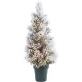 Everlands Mini Kunstkerstboom Met Sneeuw Pot 120cm 80L Voor Buiten Wit wit PVC