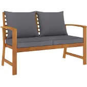 vidaXL Tuinbank met donkergrijs kussen 120 cm massief acaciahout