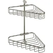 Hotbath Cobber CBA14 Hoekdraadkorf Dubbel Geborsteld Nikkel - Messing - Accessoires, Douche Accessoires, Doucherekken - 8718924078426
