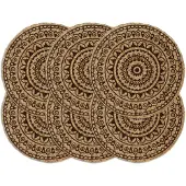 vidaXL Placemats 6 st rond 38 cm jute donkerbruin