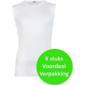Beeren heren mouwloos shirt 100% katoen 6 stuks - L - Wit