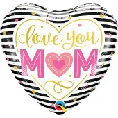 Qualatex - Folieballon Love You MOM Gestreept 46 cm