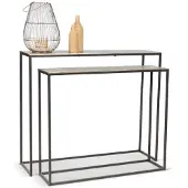 Bommel Wonen Sidetable set van 2 Yentl - rechthoek - metaal Vintage Goud