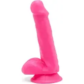 Get Real – Dual Density Dildo met Zuignap en Balzak in Stijlvol Opvallend Ontwerp Verharde Kern - 15 cm – Roze