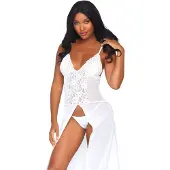 Leg avenue Sensuele jurk met kant en split - Wit