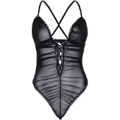 Leg avenue Body met vetersluiting Meranda - M/L - Zwart
