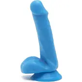 Get Real – Dual Density Dildo met Zuignap en Balzak in Stijlvol Opvallend Ontwerp Verharde Kern - 15 cm – Blauw