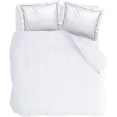 Walra Dekbedovertrek Subtile Stripe Wit Antraciet Satijn-200 x 200 / 220 cm | 2-Persoons