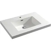 Differnz Meubelwastafel Reno Rechthoek 75x50x5cm Polybeton Wit 1 Kraangat Overloop
