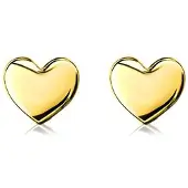 Zinzi zilveren oorknoppen geel verguld glad hart 6mm ZIO1378G
