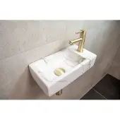 Mueller Mini Apa fonteinset rechts met wit marmeren fontein en gouden kraan