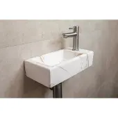 Mueller Mini Apa fonteinset rechts met wit marmeren fontein en RVS kraan