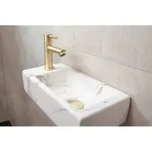 Mueller Mini Apa fonteinset links met wit marmeren fontein en gouden kraan
