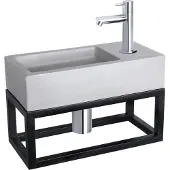 Differnz Fonteinset Ravo Beton en Handoekrek 38.5x18.5x9 cm Licht Grijs Met Rechte Kraan Chroom