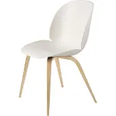Gubi Beetle Eetkamerstoel Zonder Bekleding Oak Wood Base | Alabaster White