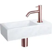 Differnz Helios fonteinset marmer met gebogen kraan rood koper