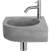 Differnz Cleo fonteinset donkergrijs beton met gebogen kraan mat chroom