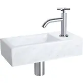 Differnz Fonteinset helios 37.5x18.5x9.5 cm marmer wit met gebogen kruis kraan chroom