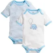 Schnizler romper Olifant korte mouw blauw/wit 2 stuks