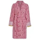 Pip studio Jacquard Check Badjas - Donkerroze S