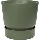 Elho Greenville Rond 40 - Grote Bloempot voor Buiten met Waterreservoir - 100% Gerecycled Plastic - Ø 39 x H 36.8 cm - Blad groen