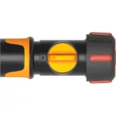 Fiskars Slangkoppeling, met on/off-ventiel, SoftGrip-contactpunten, universele maat, Ø 1,9 cm (3/4''), 80 g, zwart/oranje/rood, 1027087