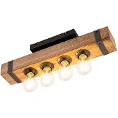 QAZQA Smart industriële plafondlamp hout met staal incl. 4 wifi A60 - Reena