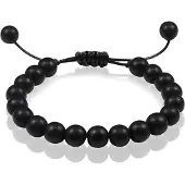 Memphis Verstelbare kralen armband Zwart Matte Agaat 8mm