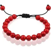 Memphis Verstelbare kralen armband Rood Natuursteen 8mm