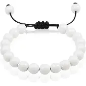 Memphis Verstelbare kralen armband Wit Natuursteen 8mm