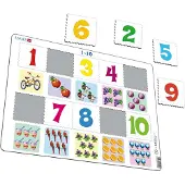 Larsen Getallen 1–10 – Puzzel – Leren rekenen – Getallen – Educatieve legpuzzel voor kinderen – 10 stukjes – Gemaakt in Noorwegen – Extra dikke 2,5 mm stukjes – Tray met vaste rand