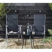 909 Outdoor - Tuinstoelen - Set van 2 - Verstelbare Rugleuning - Inklapbaar - Zitstoelen - Aluminium en Textileen - 69 x 56 x 106 cm