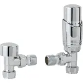 Eastbrook Valve radiator aansluitset haaks met thermostaat chroom