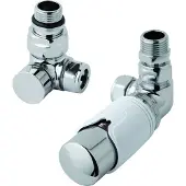 Eastbrook Valve radiator aansluitset haaks gedraaid met thermostaat 15mm chroom/wit