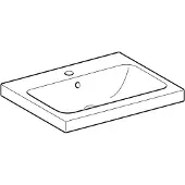 Geberit Icon Light wastafel 60x48x16cm 1 wasbak 1 kraangat Midden met overloopgat Keramiek Wit glans 501834001